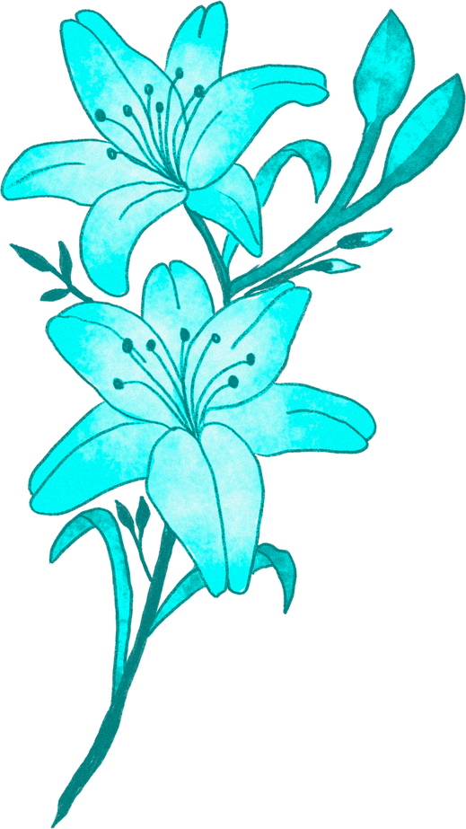 Watercolor Wildflower Bouquet - Teal Color