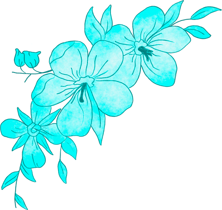 Watercolor Flower - Teal Color